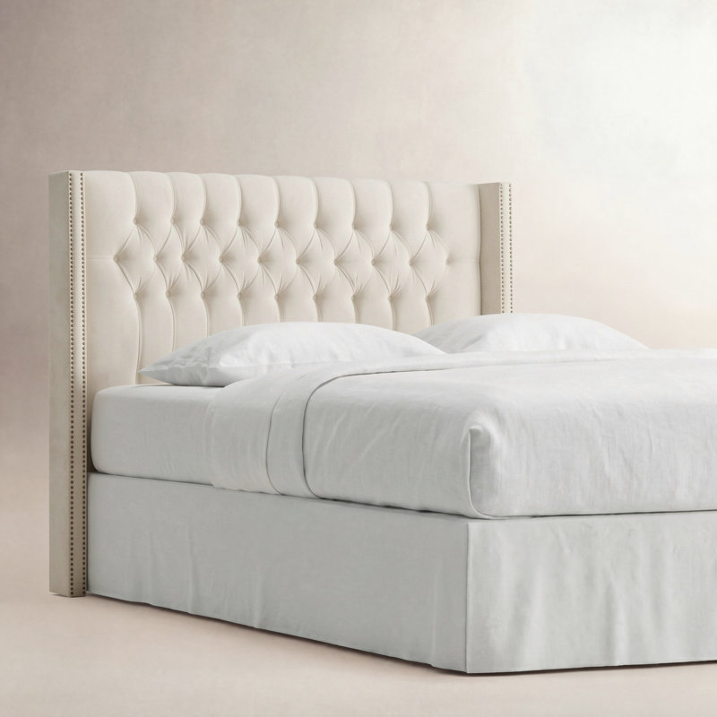 Knighten Upholstered Headboard, Full, Luxe Snow Velvet