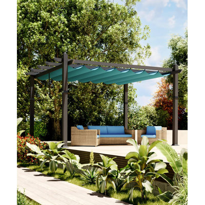10x13FT Aluminum Pergola with Retractable Canopy