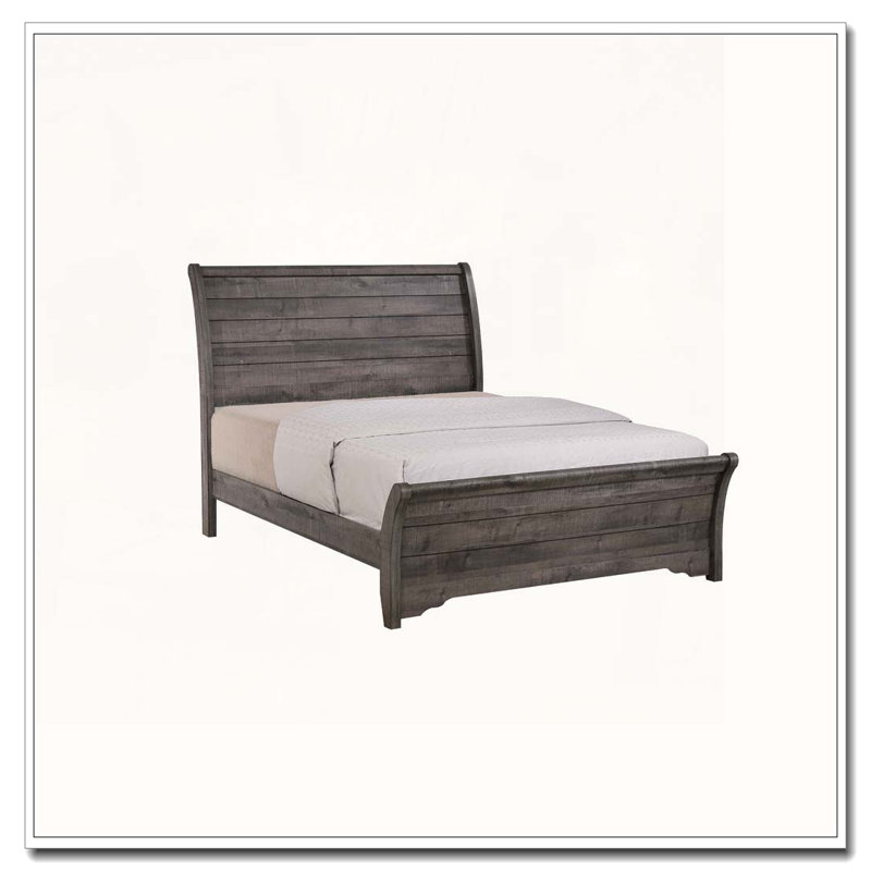 Rustic Wood Platform Bed, Gray