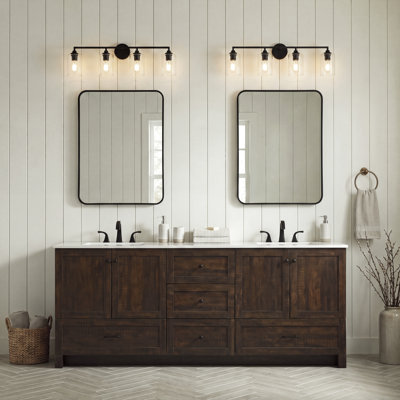 Soma 84 " W Free Standing Wall Mounted 2 Double Vanity Bathroom Vanity With Engineered Marble Top