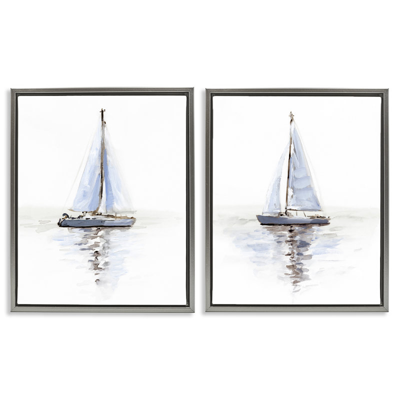 Ensemble de 2 toiles flottantes Watercolor, Cadre flottant gris lustré, H 21 po x l 17 po