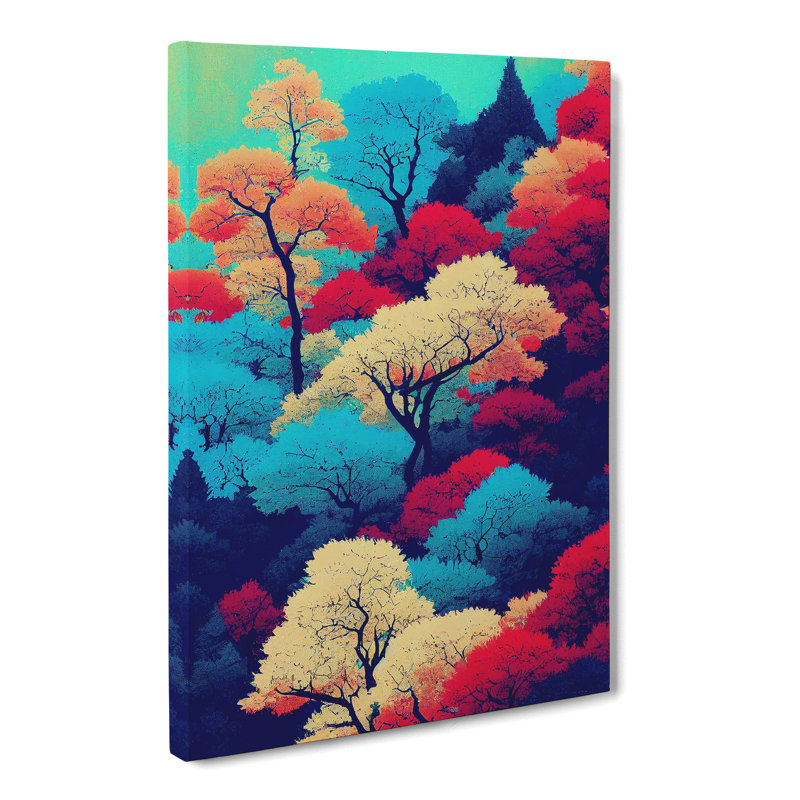 Harlingen Japanese Forest Splatter Vol.2 - Wrapped Canvas, 60cm H x 40cm W x 3cm D