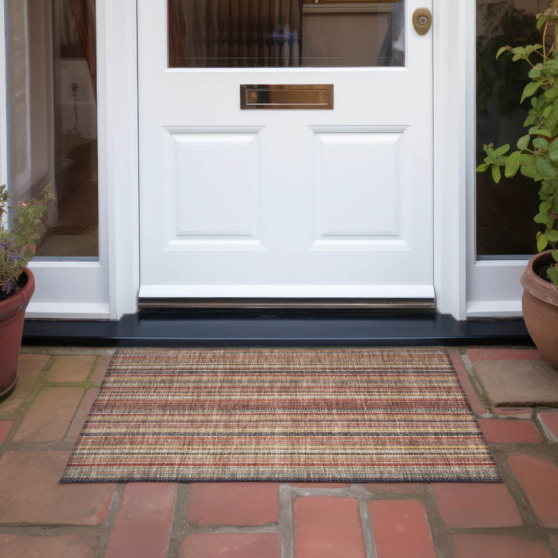 Machine Washable Indoor/Outdoor Claudian ACN1654 Paprika Rug, Rectangle 1'8" x 2'6"