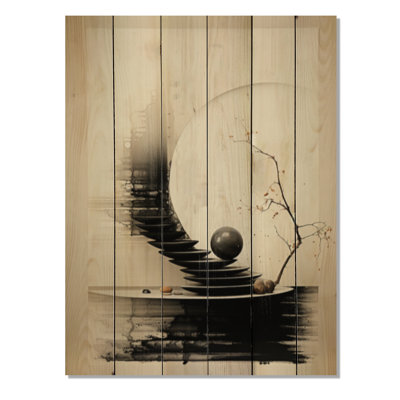 Art asiatique, coquillage Sumi II sur bois