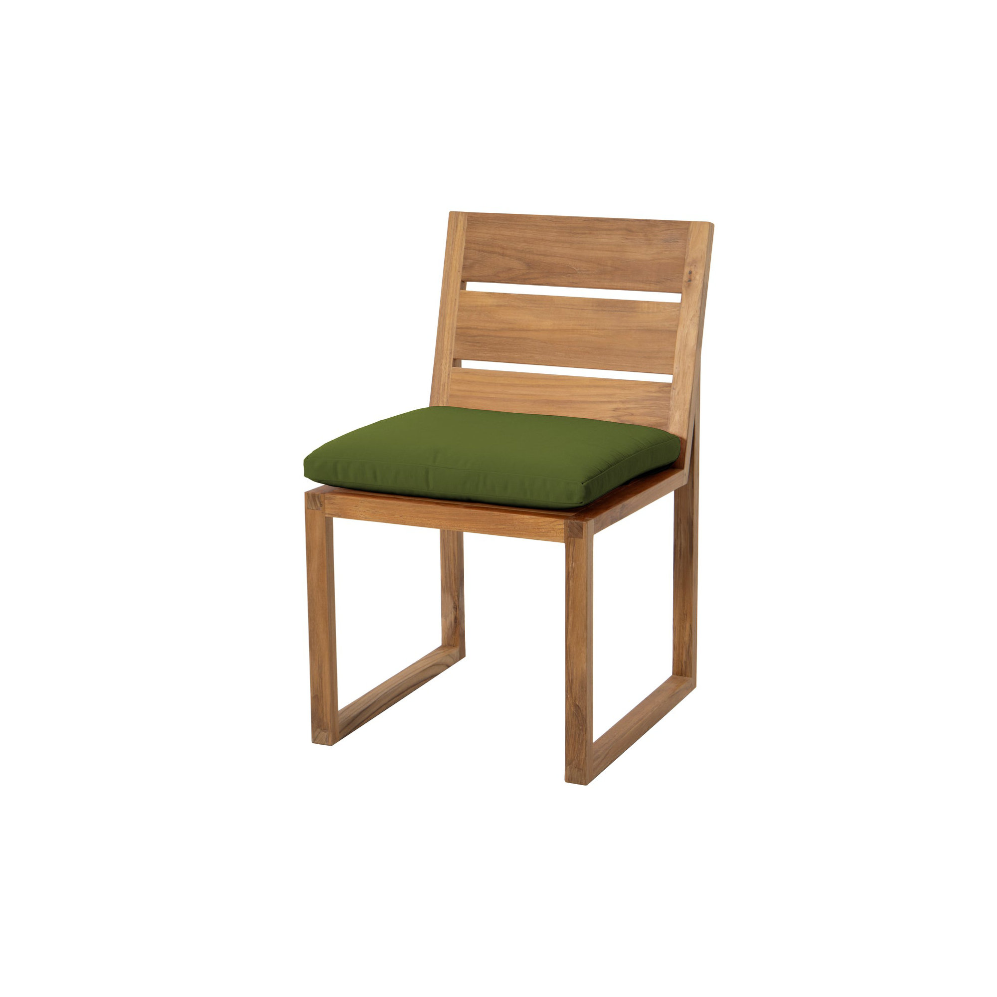 Uvita Teak Patio Dining Side Chair with Cushion, Fern