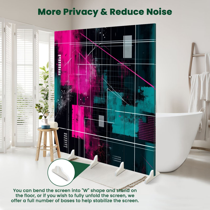 Paravent 4 panneaux à cloison pliable Royal Abstract, 4, 71" H x 64" W x 1" D