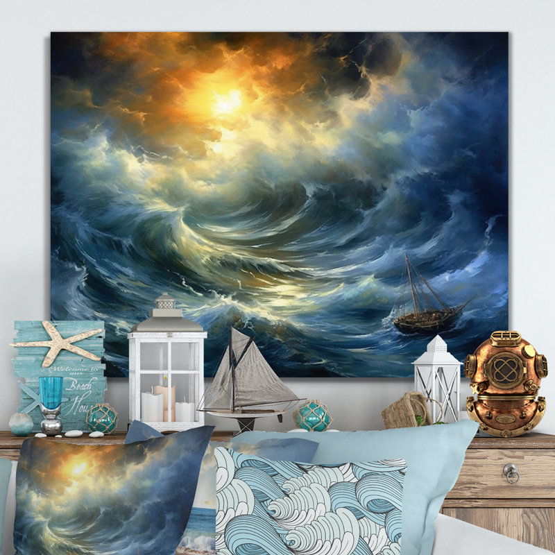 Stormy Seas I - reproduction côtière sur métal, H 12 po x l 20 po