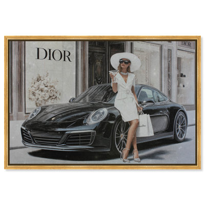 Urgent Stop at Her Favorite Store Framed Canvas Print Fashion Wall Art by Art Remedy, Gold Frame, 24 x 16