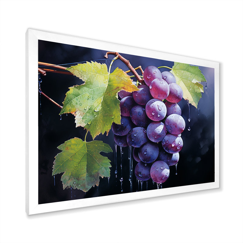 Raisins grâce sur toile, H 16 po x l 32 po x P 1 po, Cadre simple blanc
