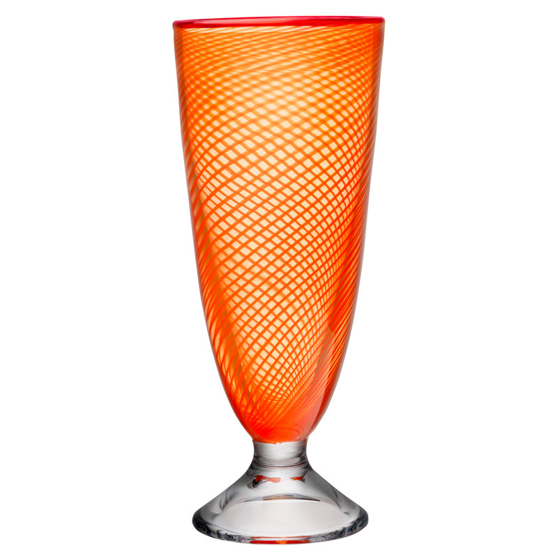 Red Rim Handmade Crystal Table Vase
