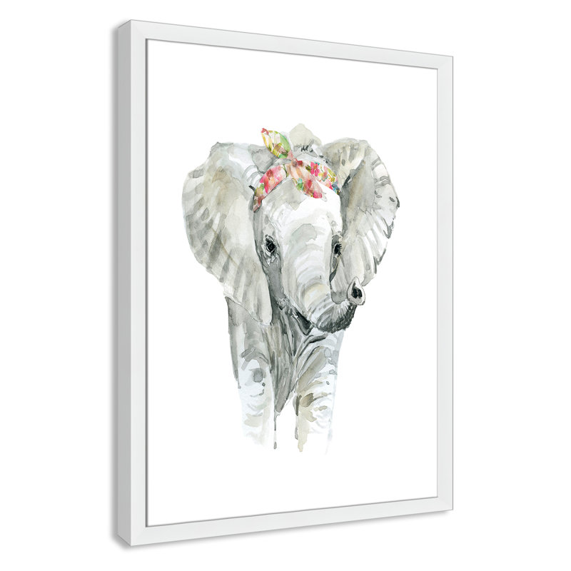 «Savannah Elephant», art encadré, H 34,5 po x l 24,5 po x P 0,63 po, Cadre blanc