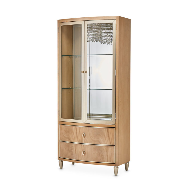 Villa Cherie Display Cabinet with LED Lighting, Caramel