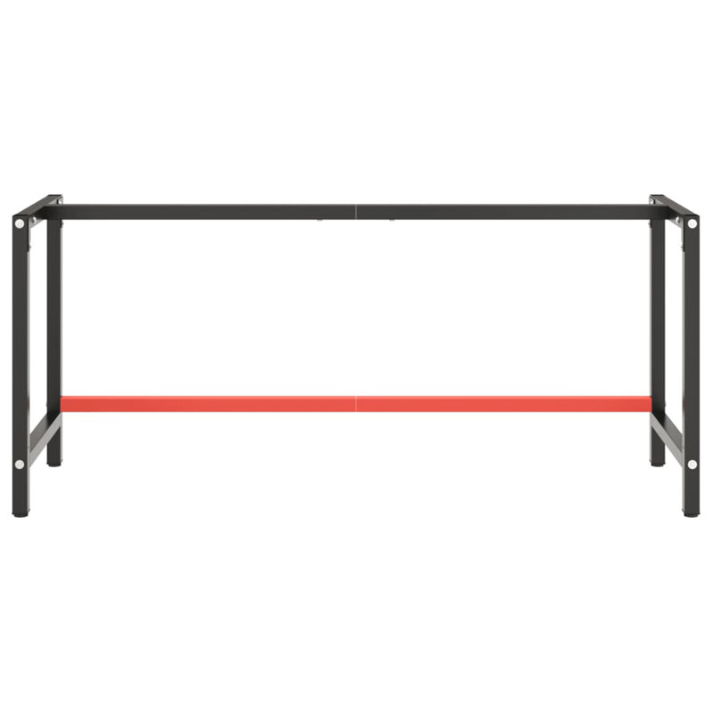 VidaXL Work Bench Frame Matte Black and Matte Red 70.9" x 22.4" x 31.1" Metal