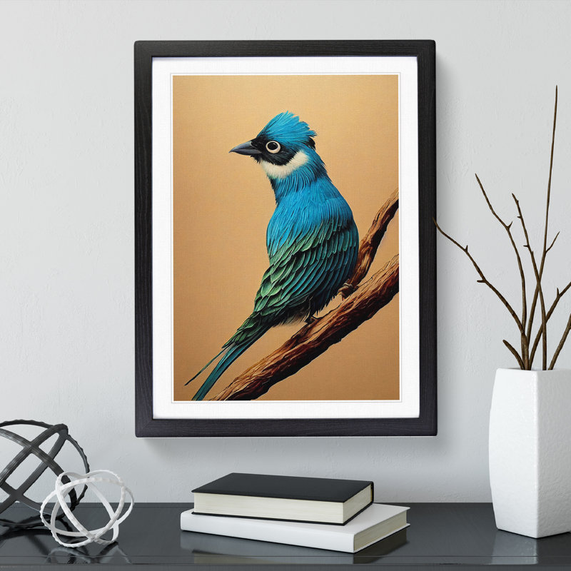 Alert Bird - Single Picture Frame Print, Black Framed, 64cm H x 46cm W x 2cm D