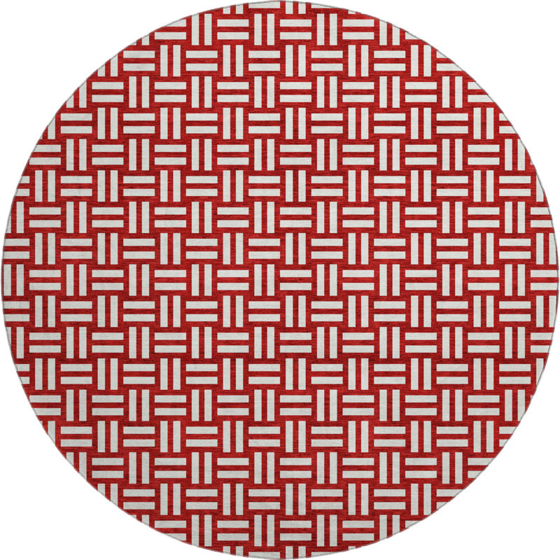 Premium Machine Washable Prisco Red Rug, Round 8'