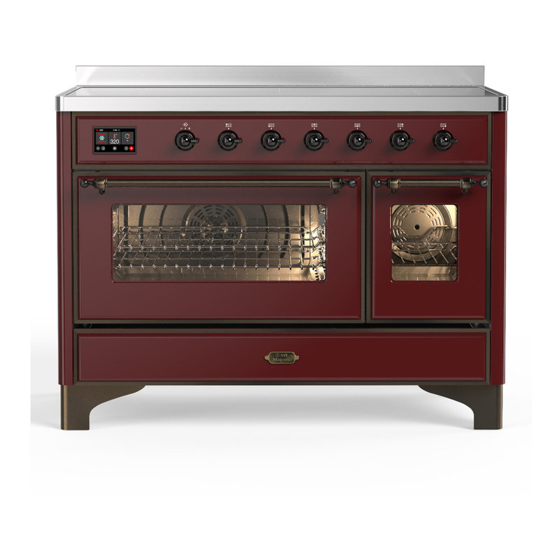 Majestic III Series 48 Inch Induction Range with 6 Induction Elements in Matte Graphite (Brass Trim), Burgundy, Burnished