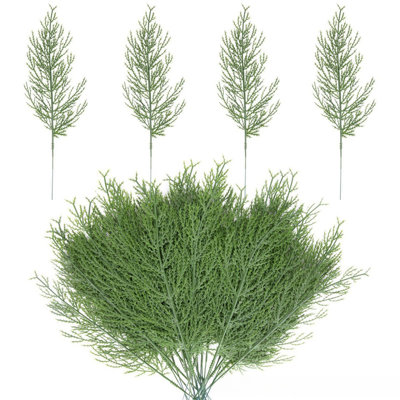 80 Piece Artificial Cedar Branches, 13.8" Faux Pine Greenery Picks with Bendable Wire Stems for DIY Christmas Wreath, Garland, Floral Arrangement and Home Decor