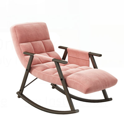 Casual Folding Rocking Chair with Adjustable High Back, Footrest, and Side Pockets for Living Room, Bedroom, and Balcony