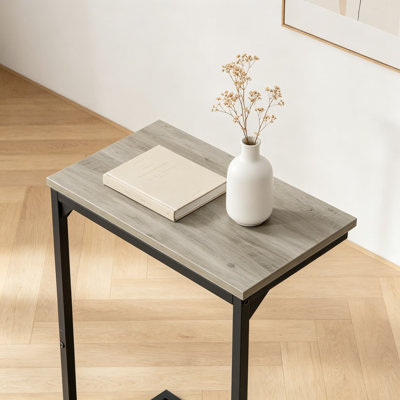 C Shaped End Table with Tray Top, 28.7 Inch Tall Slim Side Table for Couch, Small Space TV Tray Table for Living Room, Bedroom, Office