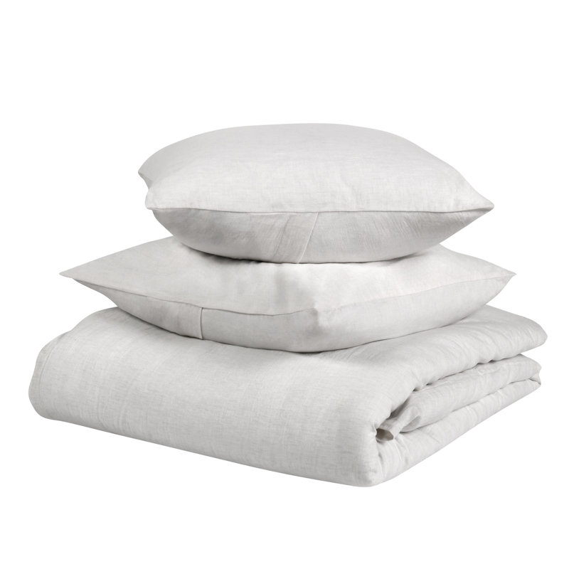 Jayson 3-Piece Linen Cashmere Blend Duvet Set, King Duvet Cover/Insert + 2 King Shams, White