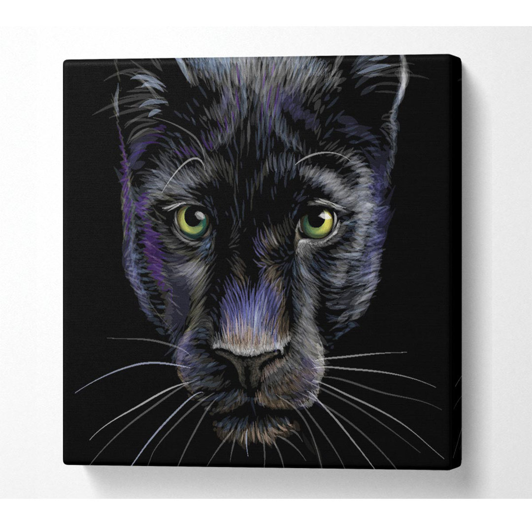 Leinwandbild Das Black Panther Face Square