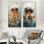 Pieuvre orange avec lunettes dans l'océan I - ensemble d'art mural méduse 2 pièces
