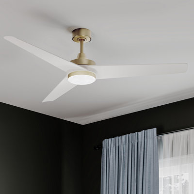 Velto 60" 3-Blade Indoor Champagne Bronze Smart Ceiling Fan with LED and Wall Control Powered by Bond Home App