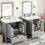 Meuble-lavabo gris 60 po, double vasque, espace de rangement et charnières silencieuses - Tablette et tiroirs de style fonctionnel-153976130-153976141