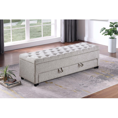 Repose-pieds de rangement contemporain avec rangement sous le siège et repose-pieds beige 1pc