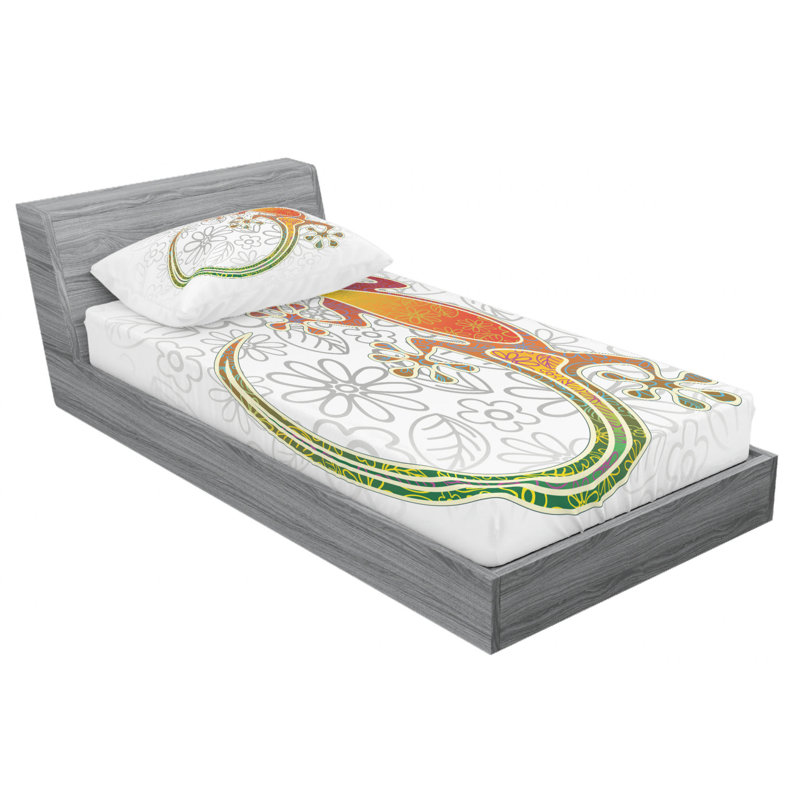 Microfiber Floral Sheet Set, Twin XL Sheet Set with Fitted Sheet