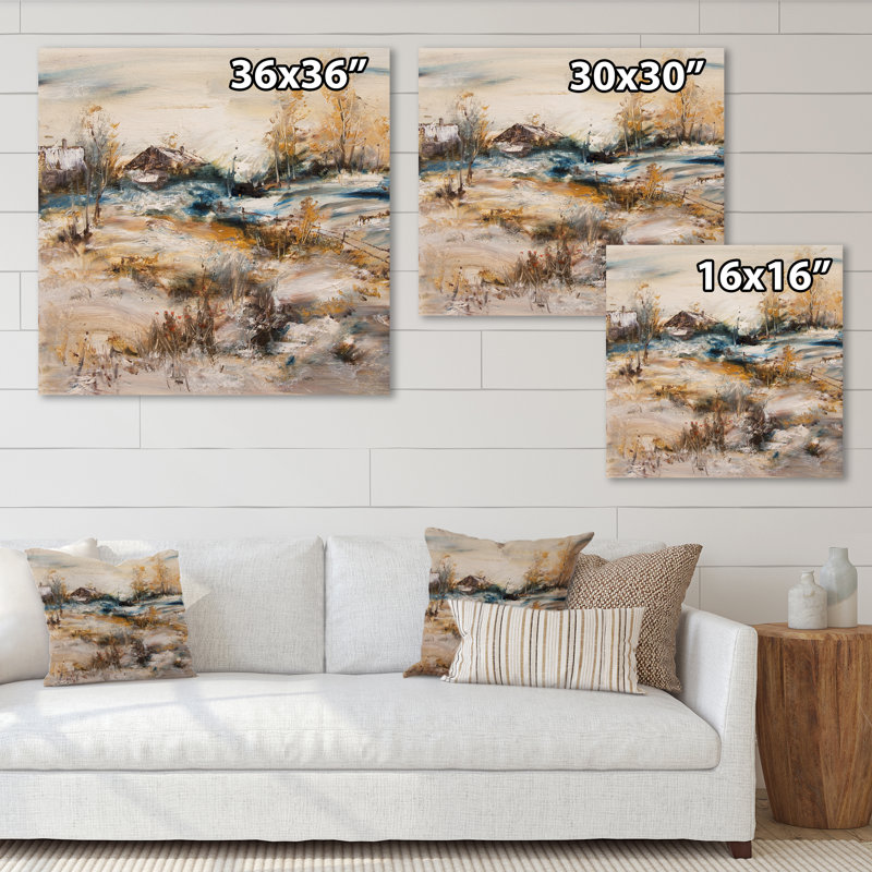 Paysage de chalet en hiver II - On, H 16 po x l 16 po x P 1 po, Toile tendue