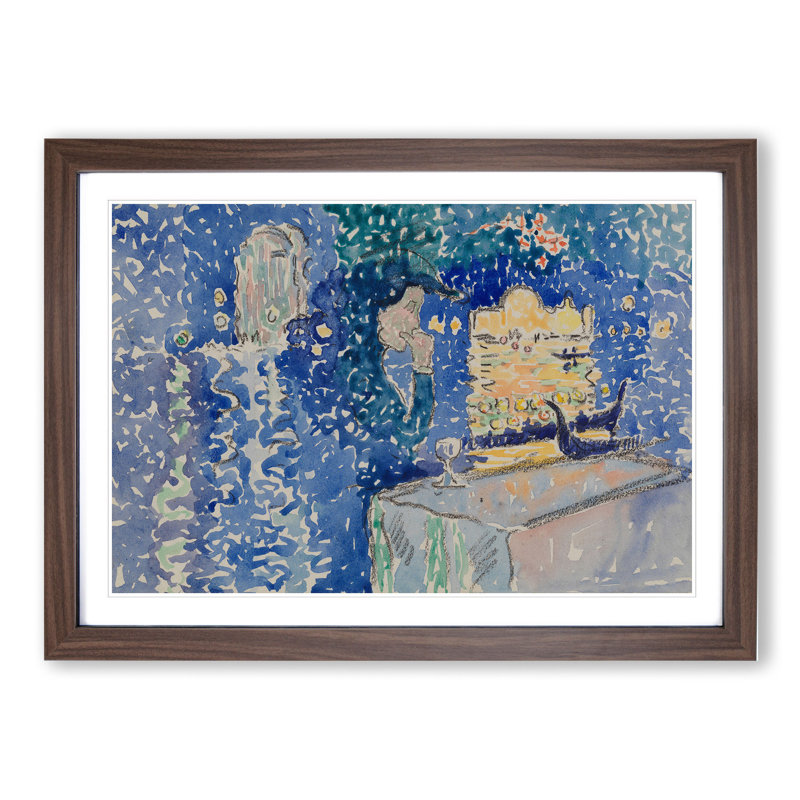 Night of the Festival of the Redeemer by Henri-Edmond Cross - Picture Frame Painting, Walnut Framed, 48cm H x 65cm W x 2cm D