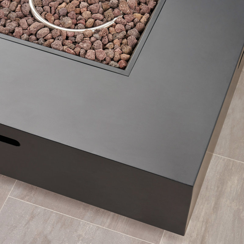 Square Iron Fire Pit 39'', 50000 , Modern Design Configuration, Dark Gray Finish, No Assembly 39'' With Captivating Design, Gray, Needed