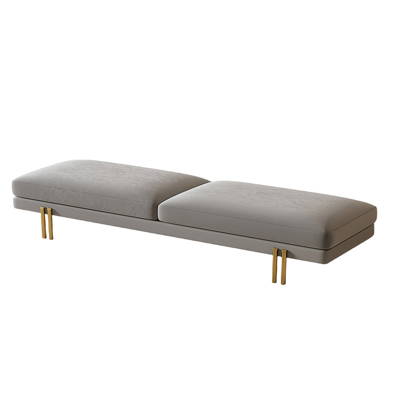 Banc rembourré Latanya, Gris, H 17,71 po x l 78,74 po x P 17,71 po