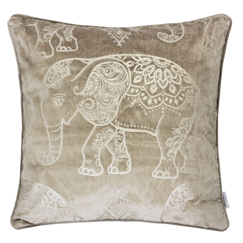  Elephant Velvet Throw Pillow, Mocha
