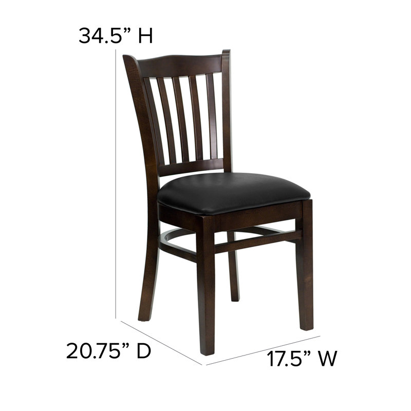 Prompton Vertical Slat Back Wooden Restaurant Chair, Black, Walnut