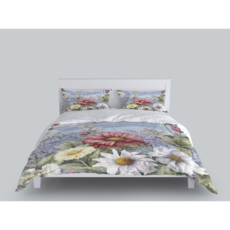Floral Duvet Cover, King Duvet Cover + 2 King Shams