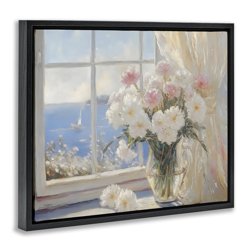 Cadre flottant à motif de fenêtre à motif floral Coastal View, design par LSR Design Studio, 25 x 31