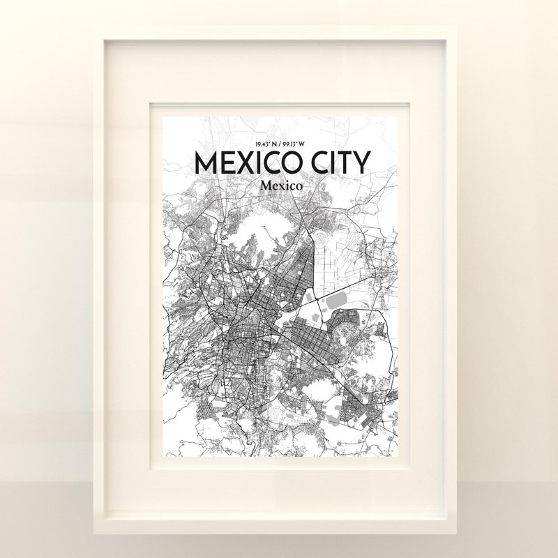 Mexico City Map In Tones - No Frame Print, 24cm H x 18cm W x 0.05cm D