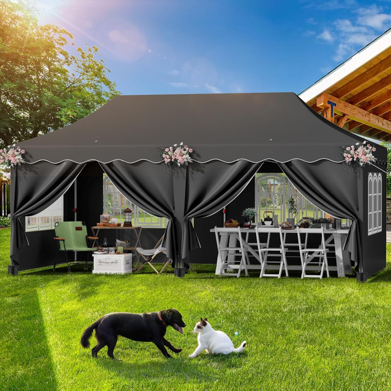 3mx6m Pop Up Gazebo, Waterproof Folding Tent With 6 Removable Sidewalls, 6 Sandbags & Storage Bag, Upf50+ Marquee Canopy Outdoor Pavilion, Event Shelter For Garden Party Wedding Market Camping
