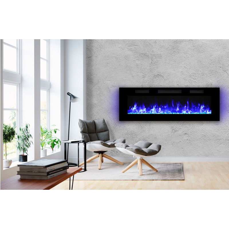 Black Electric Fireplace, 20" H x 60" W x 4.02 D