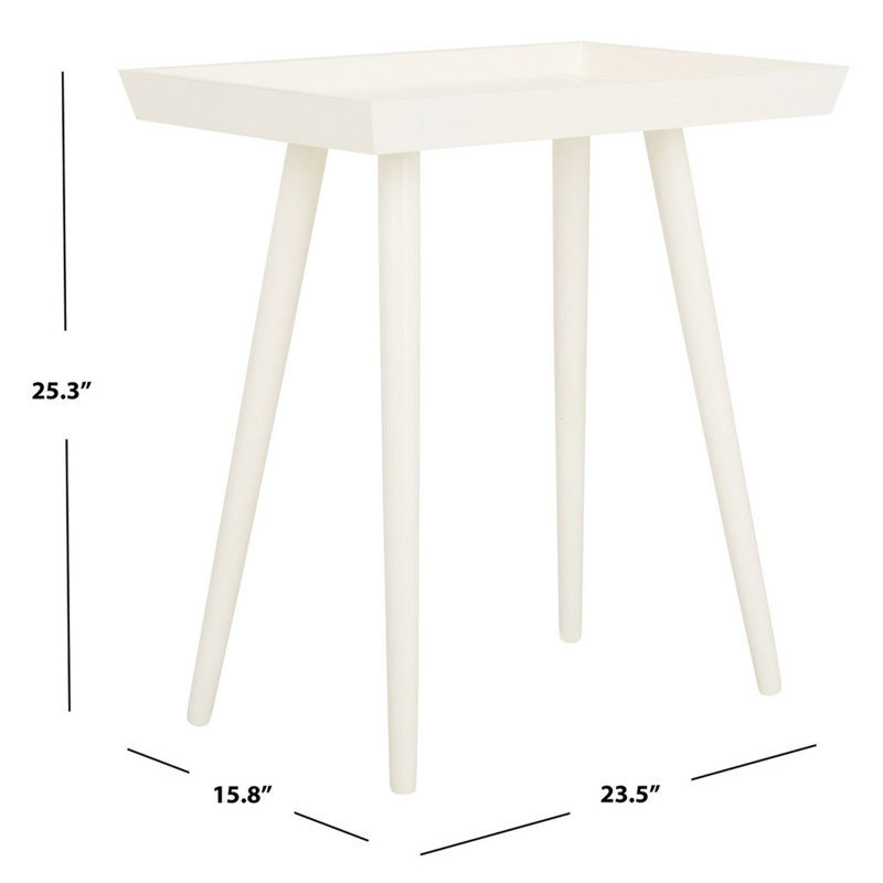 Corlien Solid Wood Tray Top End Table, White