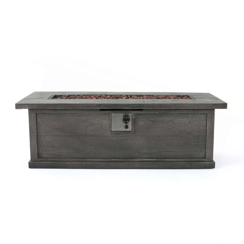 56'' Rectangular Outdoor 50,000 Btu Propane Fire Pit,Wood Pattern,Tank Cover Not Included, Gray