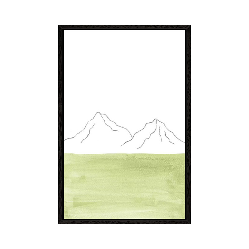 Minimal Green Landscape - Painting on Canvas, 152.4cm H x 101.6cm W x 3.81cm D, Black Framed
