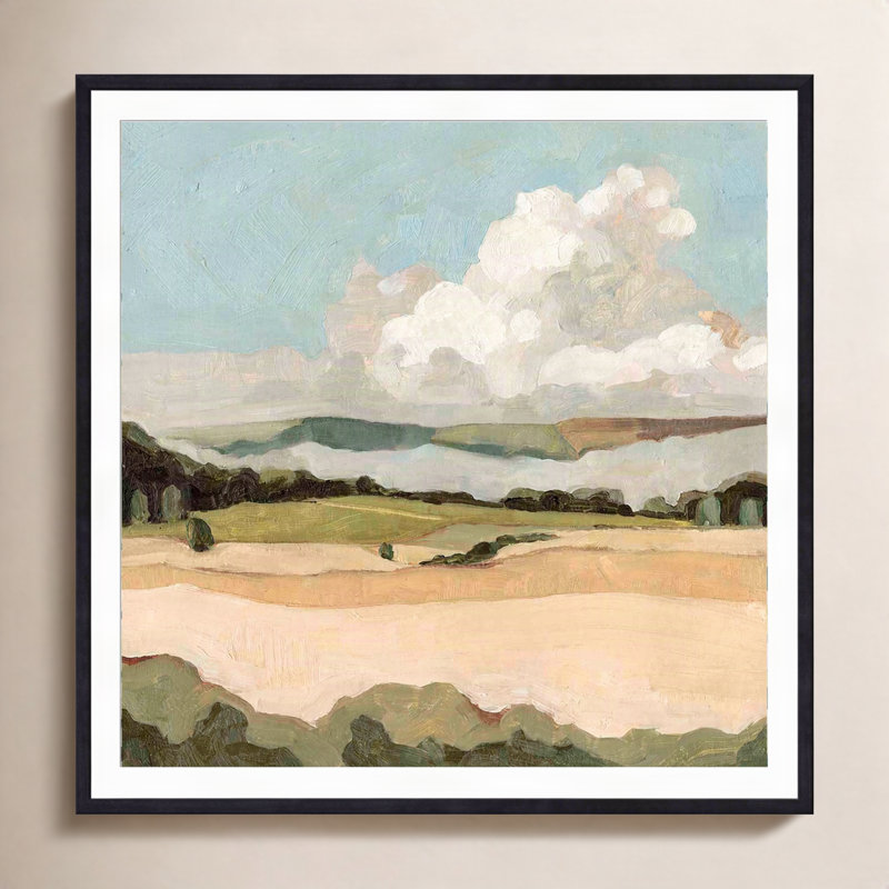 «Cumulus Landscape II» par Emma Scarvey - peinture encadrée, H 18 po x l 12 po, Naturel