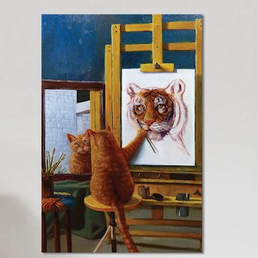 « norman catwell », peinture sur toile tendue, H 12 po x l 8 po x P 0,75 po