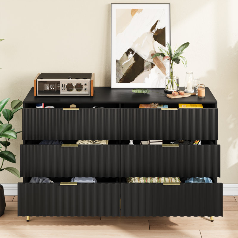 Commode de chambre moderne à 6 tiroirs pour le couloir avec poignées de chambre à coucher