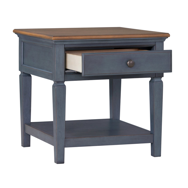 Table d'appoint de style campagnard avec tiroir et tablette Wauneta
