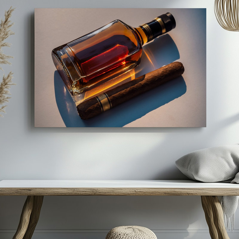 Toile, une élégante bouteille rectangulaire en verre de Johnnie Walker Black Label, H 9 po x l 12 po