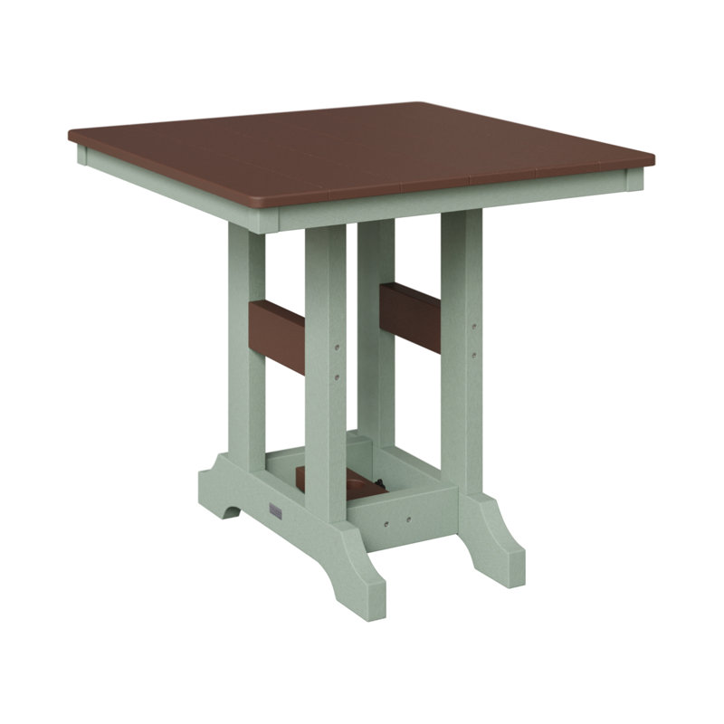 Garden Classic Outdoor Square Dining Table, Seafoam, Chocolate Brown